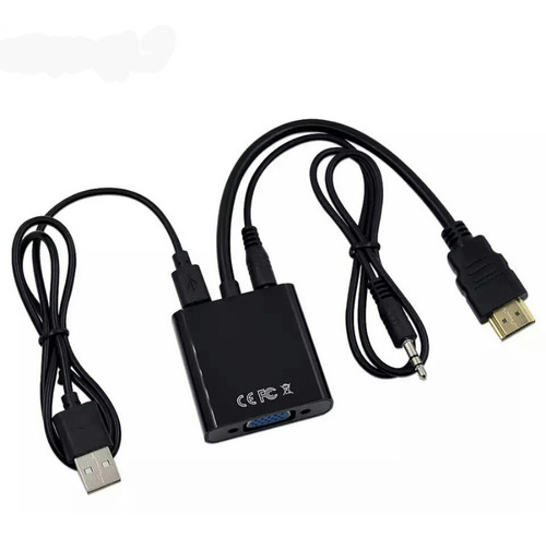 Convertidor Adaptador Hdmi A Vga 3.5mm Fuente Alimentación