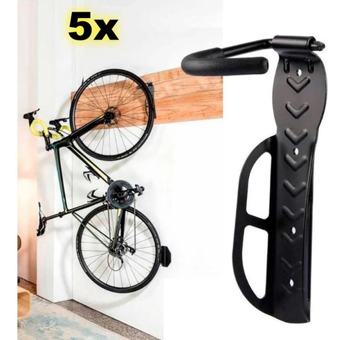 5x Ganchos Pendurar Bicicleta Parede Suporte De Bike Apoio Cor Preto