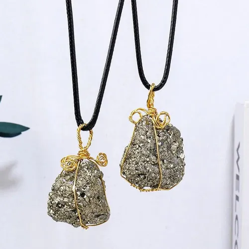 Raw Pyrite Stone Necklace Natural Crystal Stone