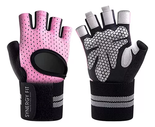 Guantes Para Gym Con Muñequera Mujer Rosa, Pesas, Crossfit