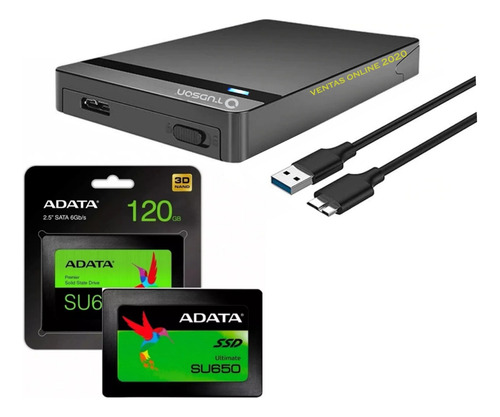 Caja Externa Disco Duro 2.5'' Usb 3.0 + Disco Adata 120gb