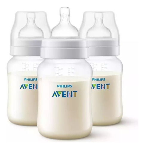 Set 3 Mamaderas Anticólicos Philips Avent 260ml Maternelle