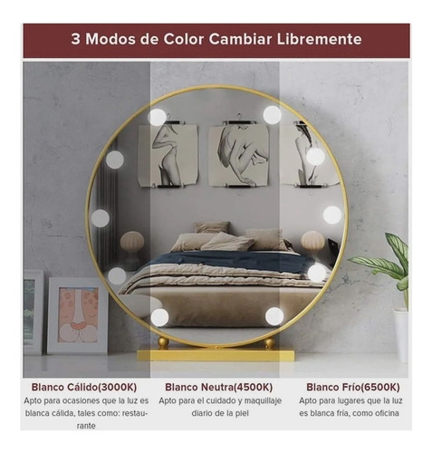 Imagem 6 de 10 de 10 Lâmpada Led Espelho Camarim Maquiagem Muda A Cor Liga Usb