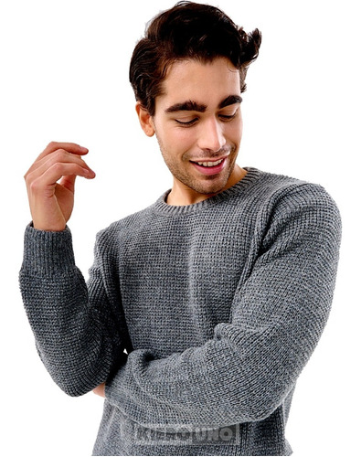 Sweater Hombre Pullover De Lana Liso Clásico Cuello Redondo