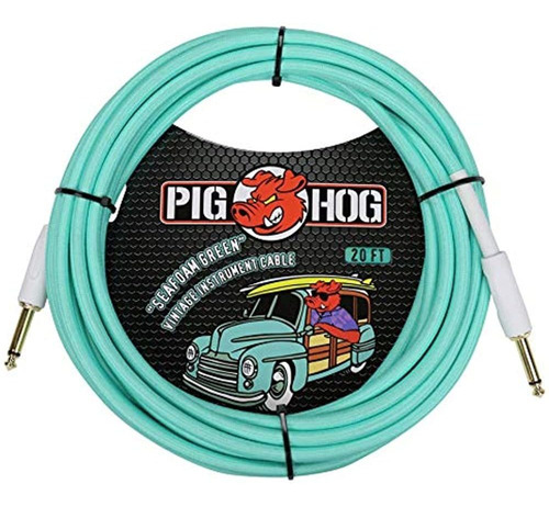 Pig Hog Pch20sg 1/4  A 1/4  Seafoam Green Guitar Cable De In