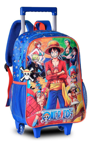 Mochila Rodinhas Escolar One Piece Monkey Azul - Clio