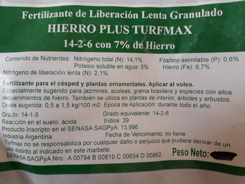 Imagen 6 de 7 de Fertilizante Granulado Hierro Plus Grama Brasilera Jazmin