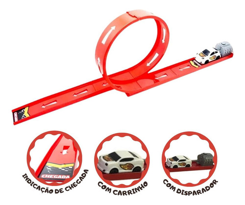 Brinquedo Infantil Lançador De Carros Looping Street Bs Toys Cor Vermelho