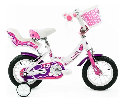 Bicicleta Infantil Nena De Paseo Rodado 12 Canasto Color Blanco