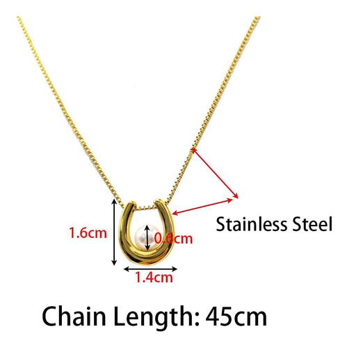Collar De Herradura Con Colgante De Acero Inoxidable En Form