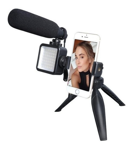 Imagen 3 de 10 de Microfono Profesional + Luz Led + Soporte Vlog Maono Cm11pl