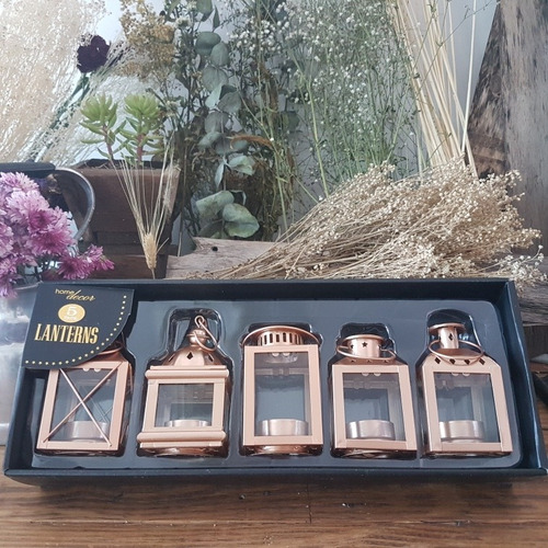 Mini Portavelas Farol Set 5 Pzs Porta Velas Linterna