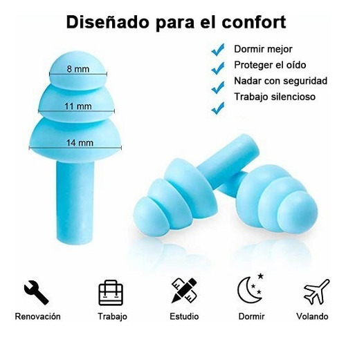 M2 Tapones Oidos Natación Ducharse Silicona Reutilizables