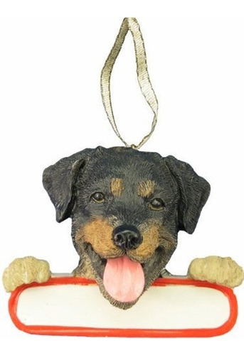 Ornamento De Rottweiler Santas Pals Con Placa De Identificac