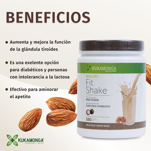 Bajar De Peso | Malteada Non Lipo Fit Shake 580 G | Nuez Nuez