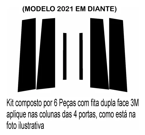 Black Window Glass 3m Black Piano Portas Coluna Peugeot 208