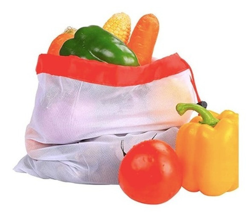 Bolsas De Malla Red Reutilizbles Ecológicas Para Fruta 10 Pz