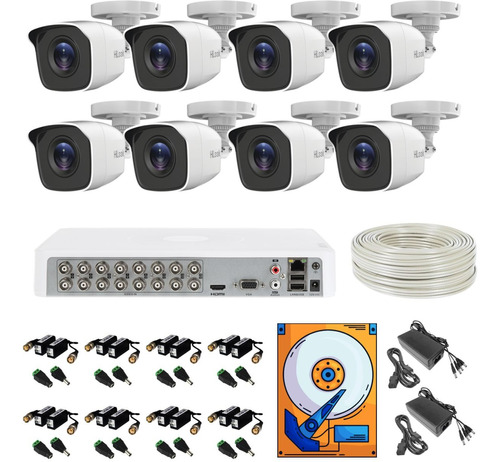 Kit Circuito Cerrado 8 Camaras Hd 720p/1mp 16 Ch 305mts 2tb