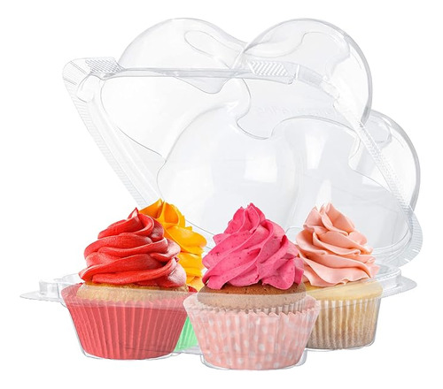 Cajas Plastico Para Cupcakes 4 Compartimentos Paquete 50 Sop