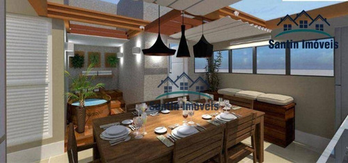 Imagem 12 de 23 de Cobertura Com Elevador, 02 Quartos, (01 Suíte ) Quintal , Lavabo, 02 Vagas Cobertas À Venda, 89 M² - Campestre - Santo André/sp - Co0731