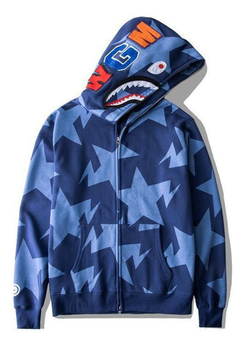 Sudadera Con Capucha De Bape Con Tiburones Y Estrellas