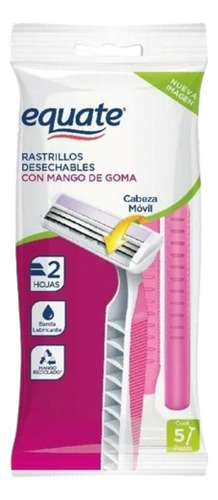 Rasuradoras Equate Para Dama Antidesliz Mango De Goma 5 Pzas