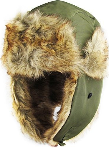 Kbw-601 Olv Sólido Aviador Trooper Cap Winter Trapper Hat.