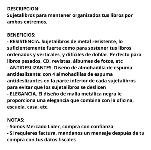 Imagen 10 de 10 de Sujeta Libros Portalibros Sujetador Porta Soporte 2 Piezas