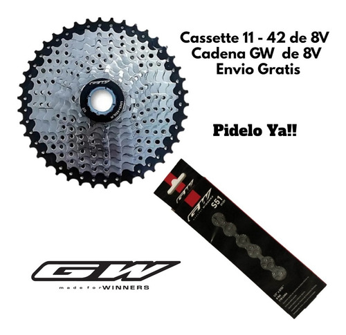 Imagen 1 de 3 de Pacha Cassette 8v Gw 11-42 + Cadena Gw S51 8v En Oferta !!!