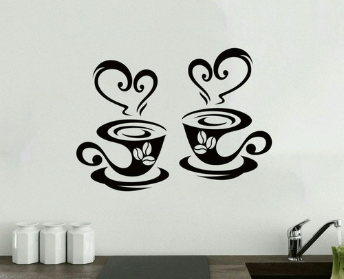 Adesivo De Parede O Amor 2 Xicaras Café Chá De Cozinha Arte 