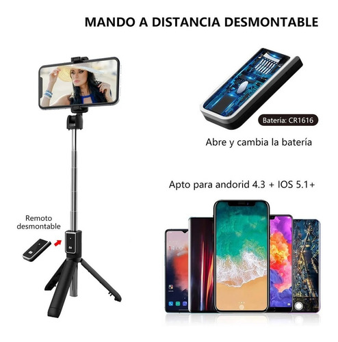Monopod Selfie Stick Trípode Bluetooth Con Control Remoto
