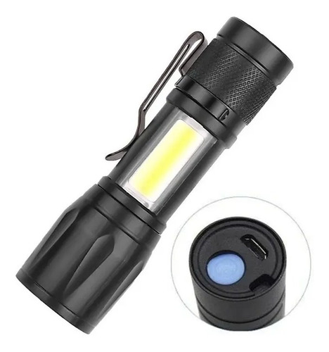 Linterna Mini Tactica Led Cob Recargable Por Usb Con Zoom