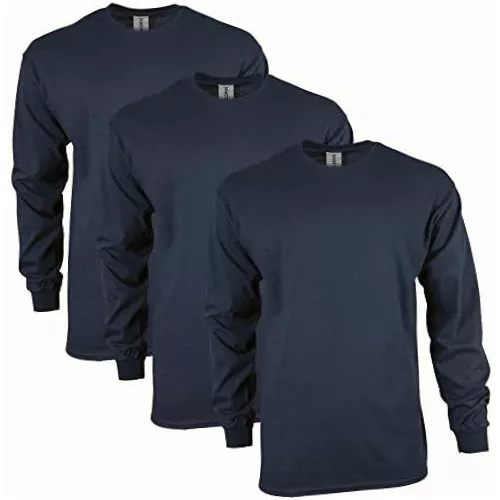 Gildan Playera De Manga Larga De Algodón Ultra Para Hombre, Color Azul ...