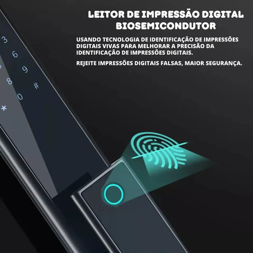 Fechadura Touch Smart Wifi Biométrica App Tuya Português Voz
