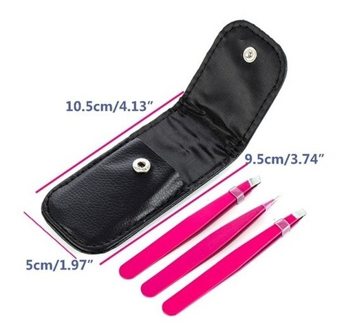 Set De Pinzas Para Cejas Acero Inoxidable Con Estuche