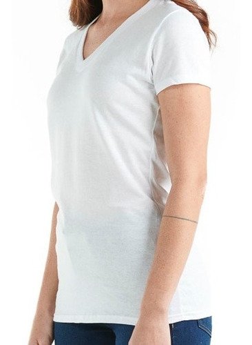 Playera Blanca Mujer Cuello En V Algodón Premium