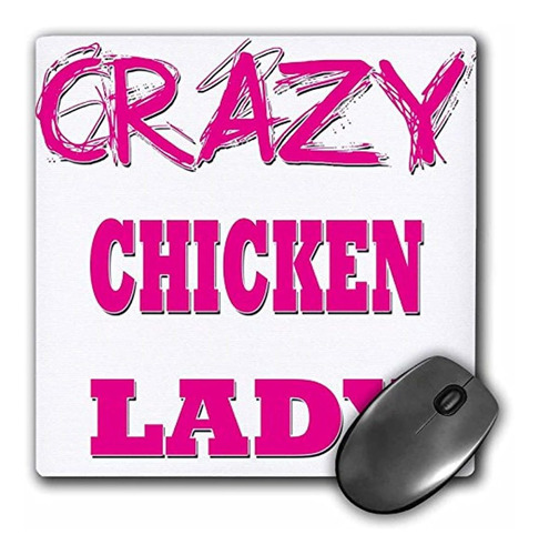 3drose Llc 8 x 8 x 0.25 inches Mouse Pad, Crazy Chicken Lady