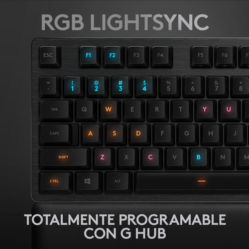 Imagen 5 de 9 de Teclado gamer Logitech Serie G G513 QWERTY GX Brown Tactile español color carbón con luz RGB
