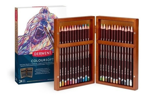 Lapices Derwent Coloursoft En Caja De Madera X 24 Colores