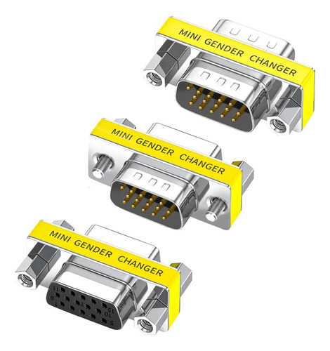 Adaptador Vga Conector Svga Hd15 Pin Macho Hembra Mini 3