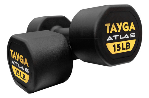 Par Pesas Mancuernas 15lb C/u Tayga Atlas Gimnasio Color Negro
