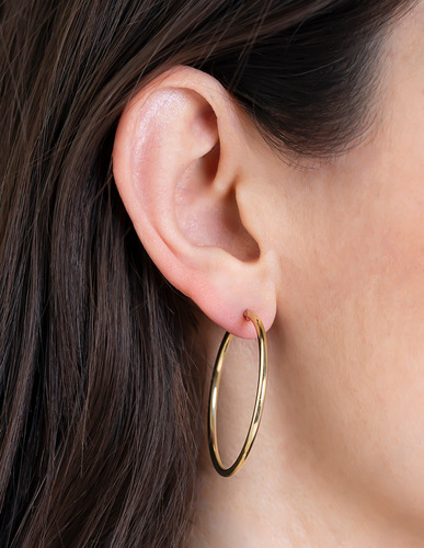 Arracadas Lisas 3.9 Cm Oro Sólido 14k