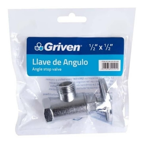 Llave De Arresto (o Angulo) De 1/2 × 1/2  Griven