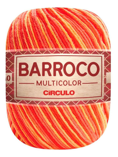 Barbante Barroco Multicolor Linha De Crochê 6 Fios 400gr Cor Pitanga