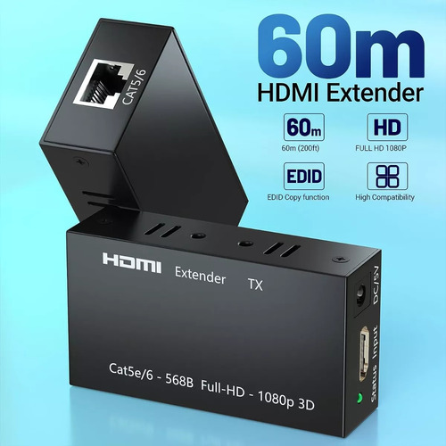 Extensor Video Hdmi Hasta 60 Mts Rj45 Por Cable Utp Activo