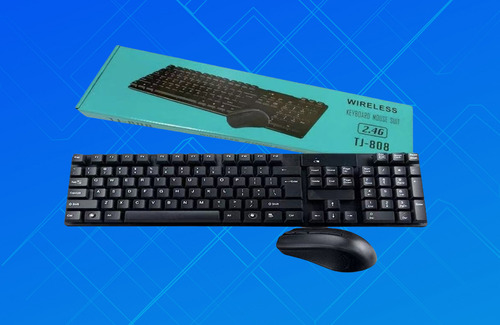Kit Teclado Y Mouse Inalambricos Teclas En Español Qwerty Negro Negro