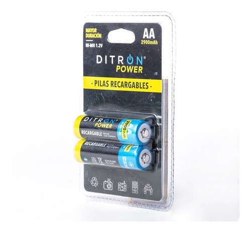 Baterias Pilas Recargables Power Ditron Aa 2900 Mah Blister