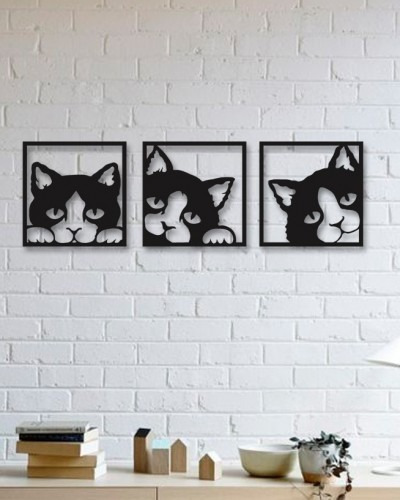 Quadro Decorativo Parede Animal Trio Gatos 30cm