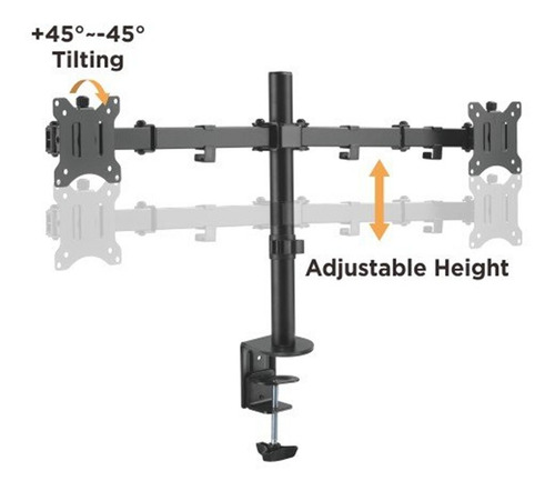Imagen 2 de 7 de Soporte Para Dos Monitores Totalmente Movil Brateck Monitor