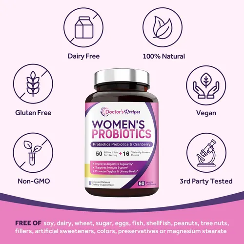 Doctor's Recipes - Probiotico Para Mujeres, 60 Capsulas Con